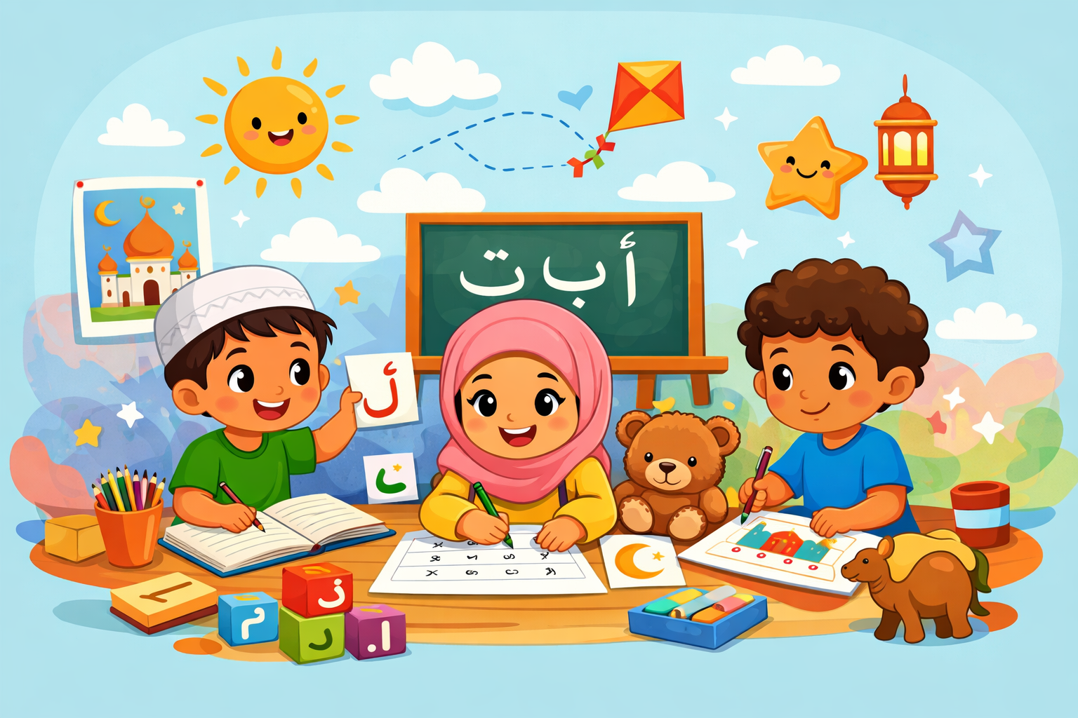 Children learning Arabic